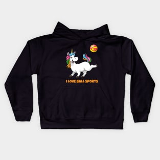 Funny unicorn is playing soccer Kids Hoodie